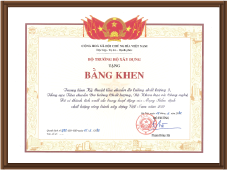 Được Bộ Xây dựng trao tặng bằng khen thành tích xuất sắc